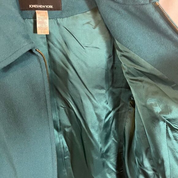 Jones New York Women’s Vintage Jacket Blazer Wool Front Zip Fully Lined Teal M - Picture 8 of 10